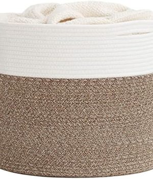 Goodpick 15.8 x 15.8 x 13.8 Inches Blanket Basket – Cotton Rope Baskets for Blankets & Toys, Nursery & Living Room Decor (Soft Material Design)